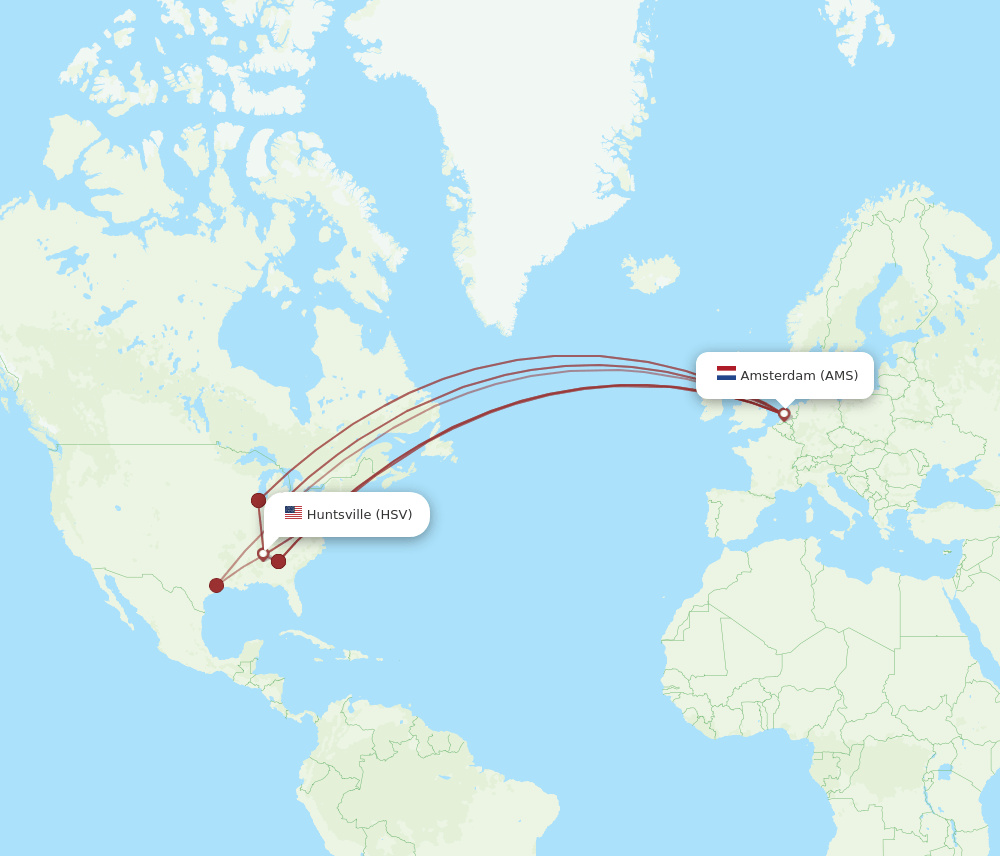 AMS-HSV flight routes