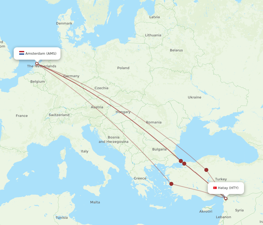 AMS-HTY flight routes
