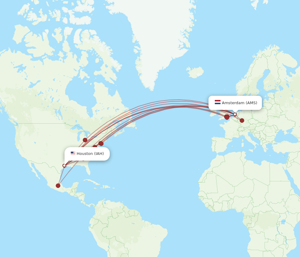 AMS-IAH flight routes