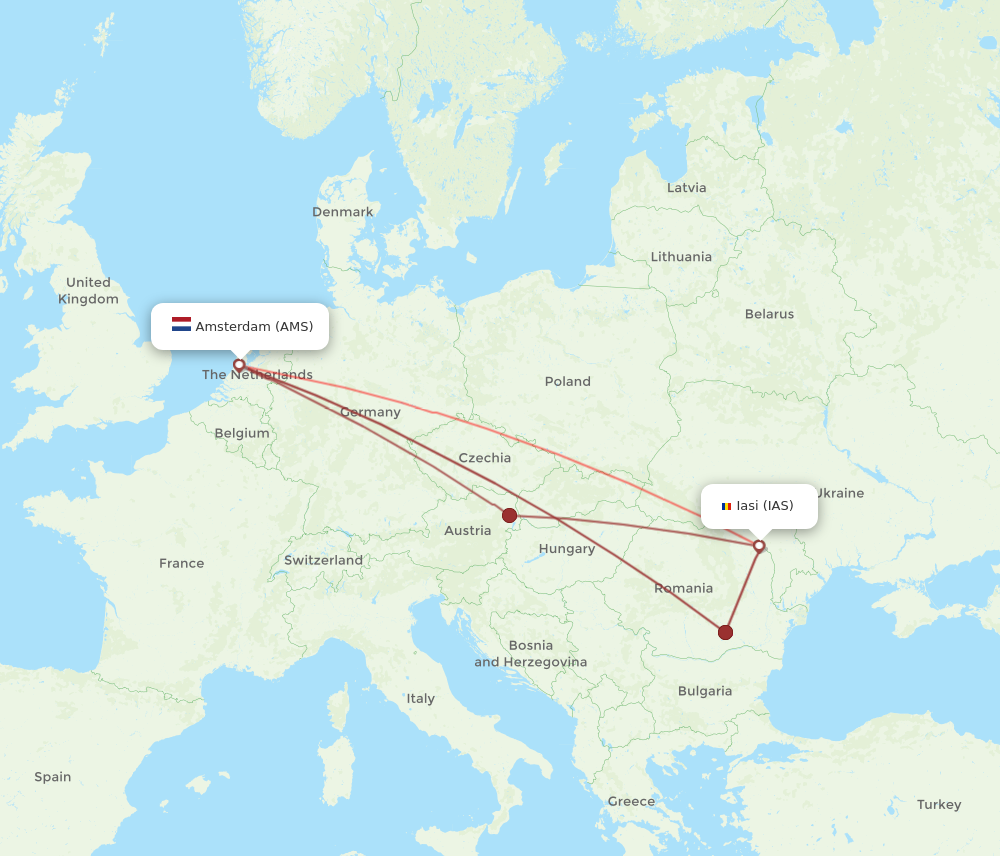 AMS to IAS flights and routes map