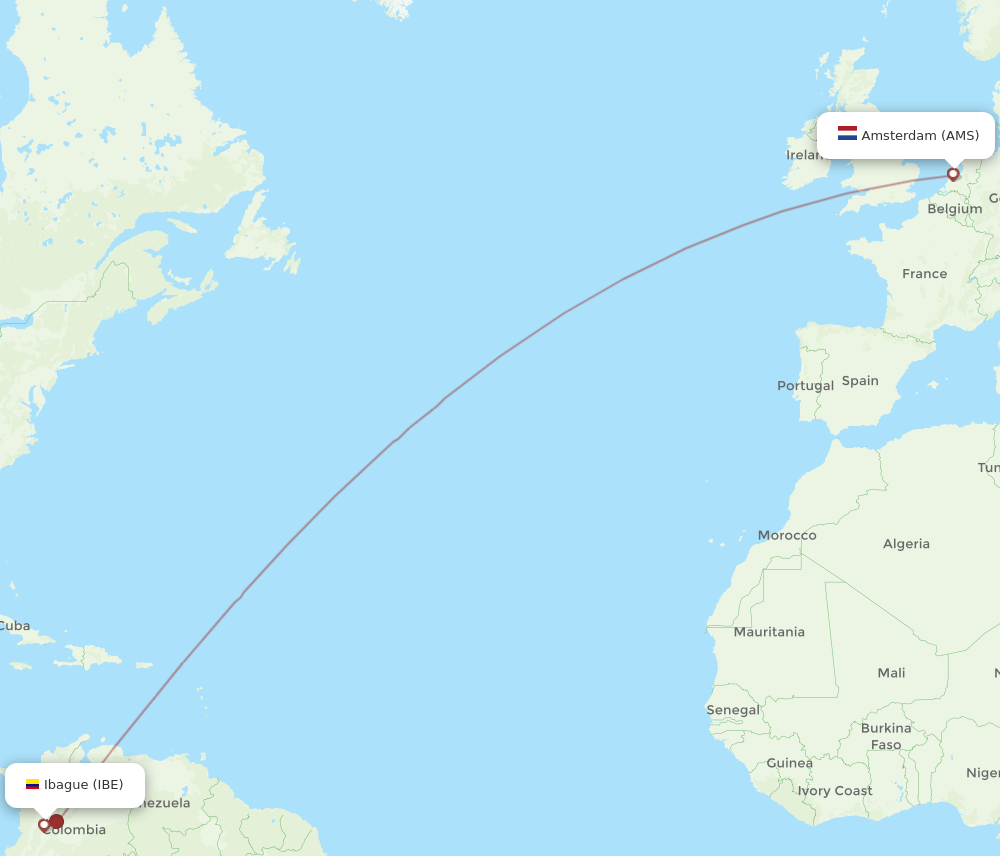 AMS-IBE flight routes