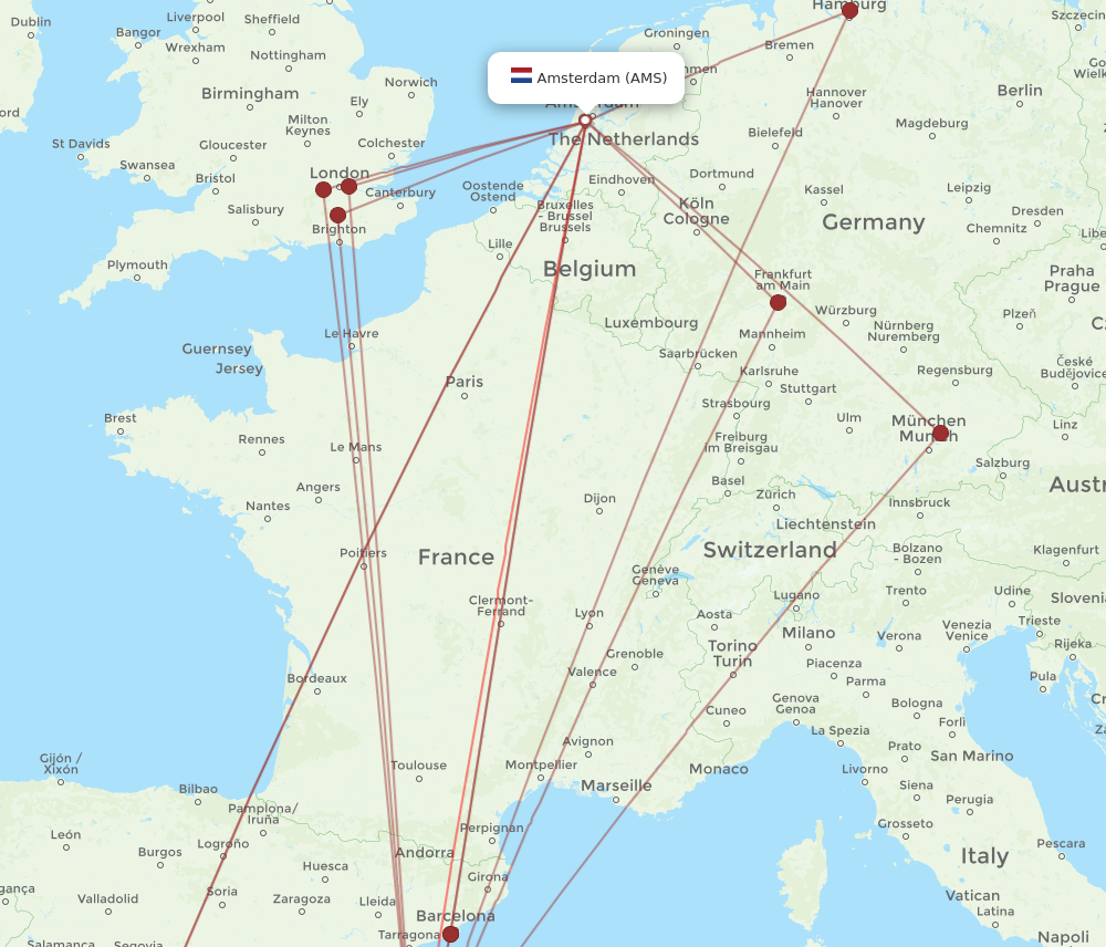 AMS to IBZ flights and routes map
