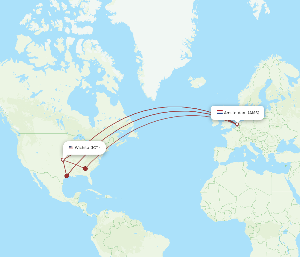 AMS-ICT flight routes
