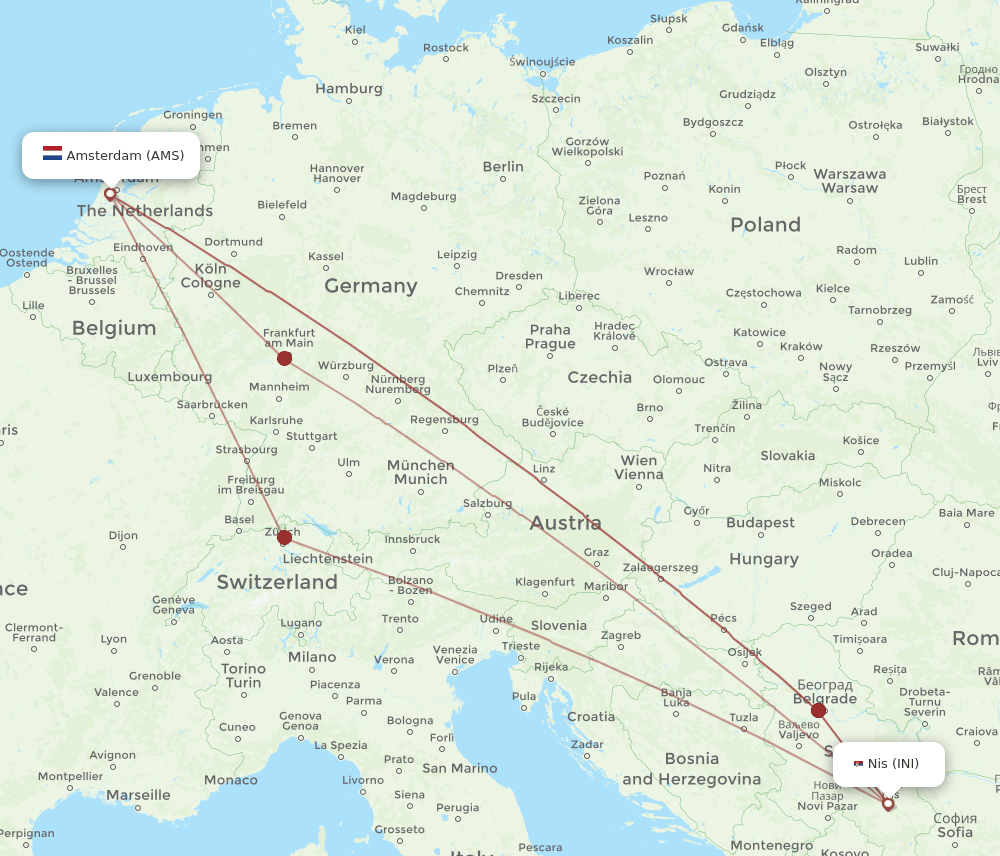 AMS-INI flight routes