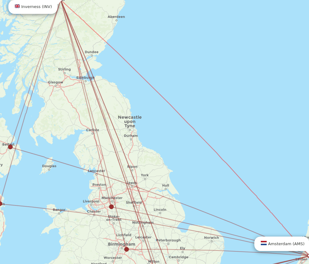 AMS-INV flight routes