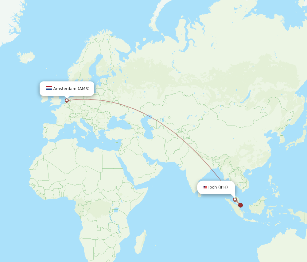 AMS-IPH flight routes