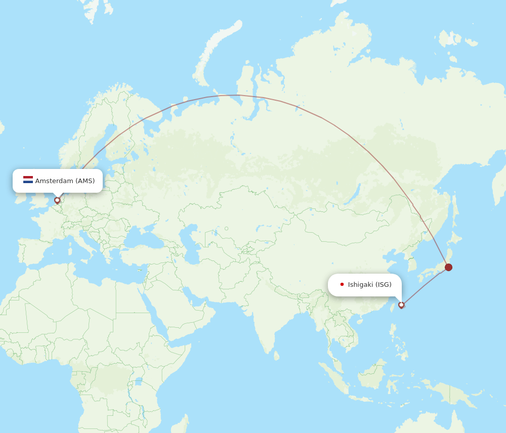 AMS-ISG flight routes