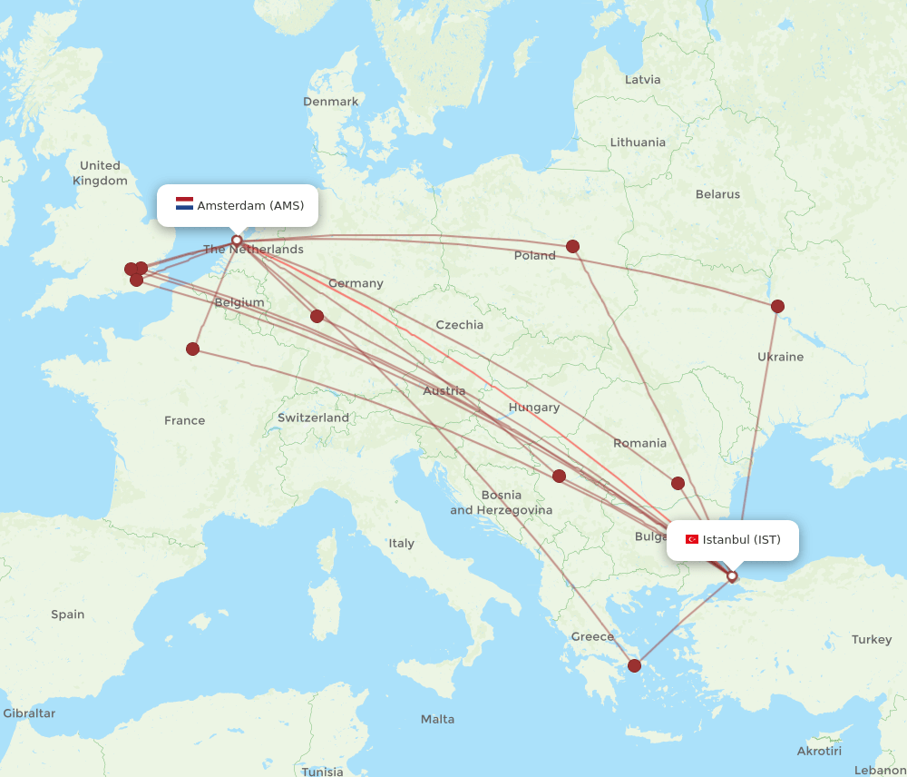 AMS-IST flight routes
