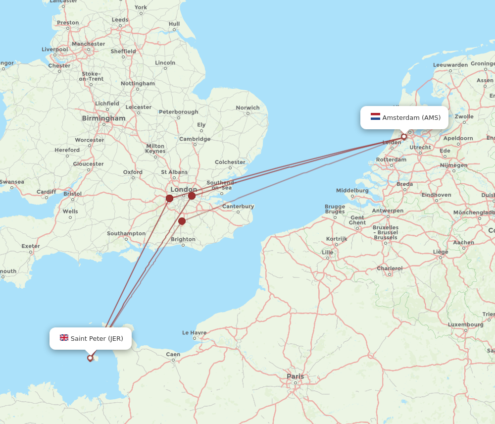 AMS to JER flights and routes map