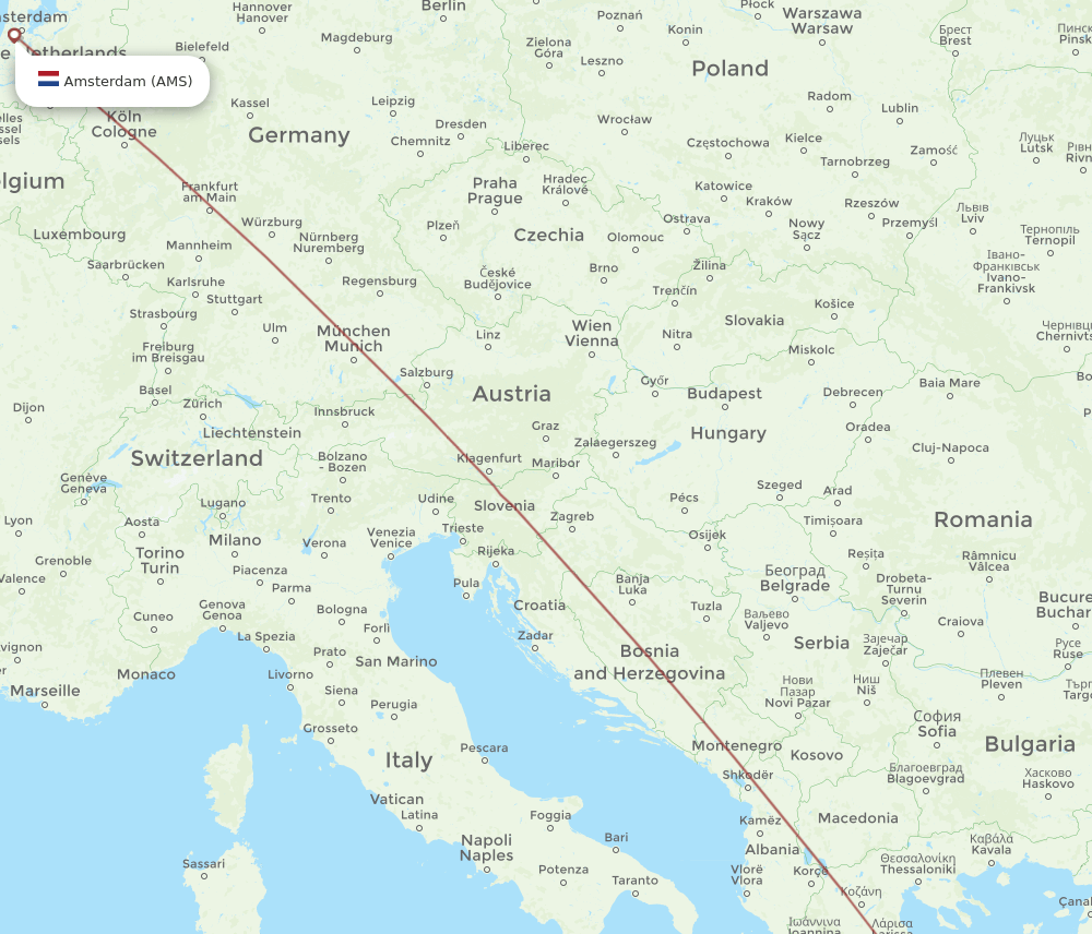 AMS to JKH flights and routes map
