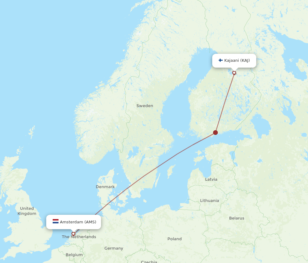 AMS-KAJ flight routes