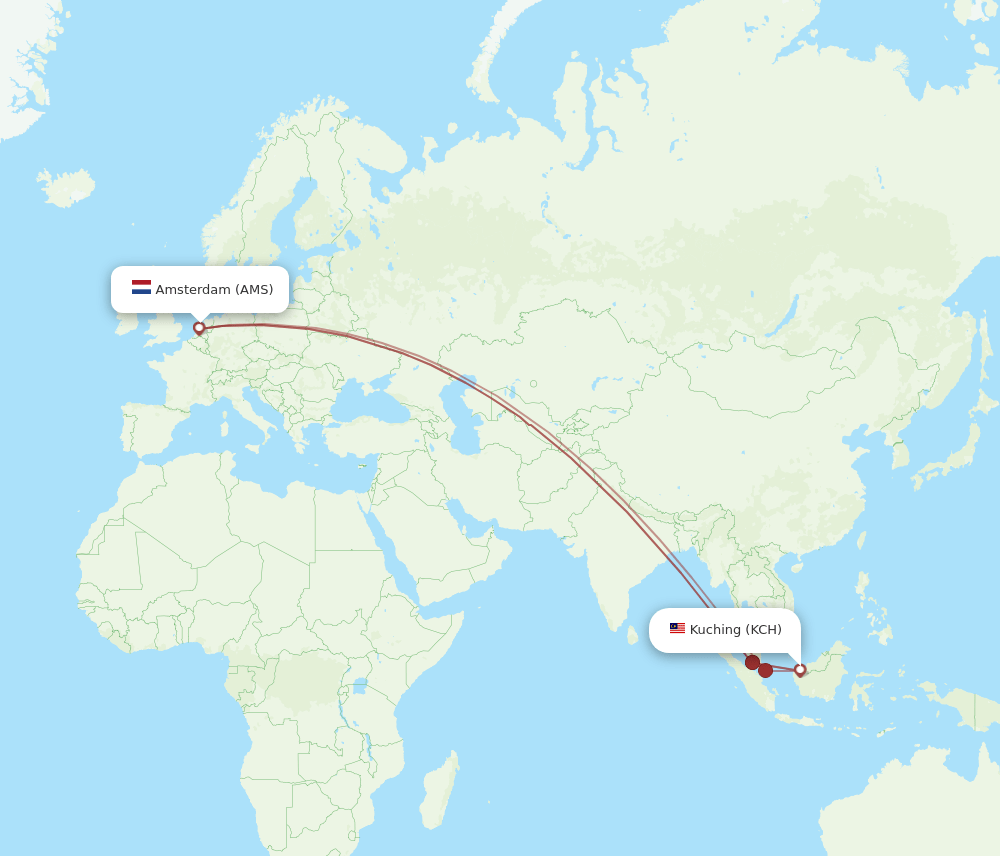 AMS-KCH flight routes