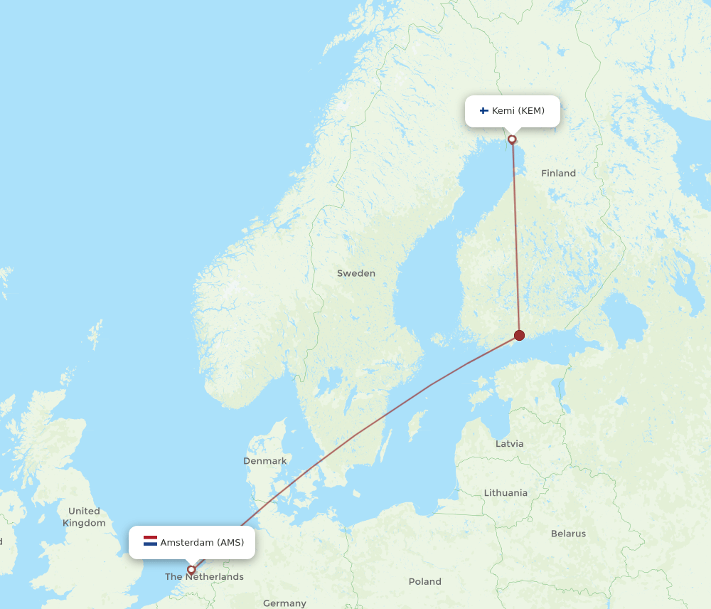 AMS-KEM flight routes