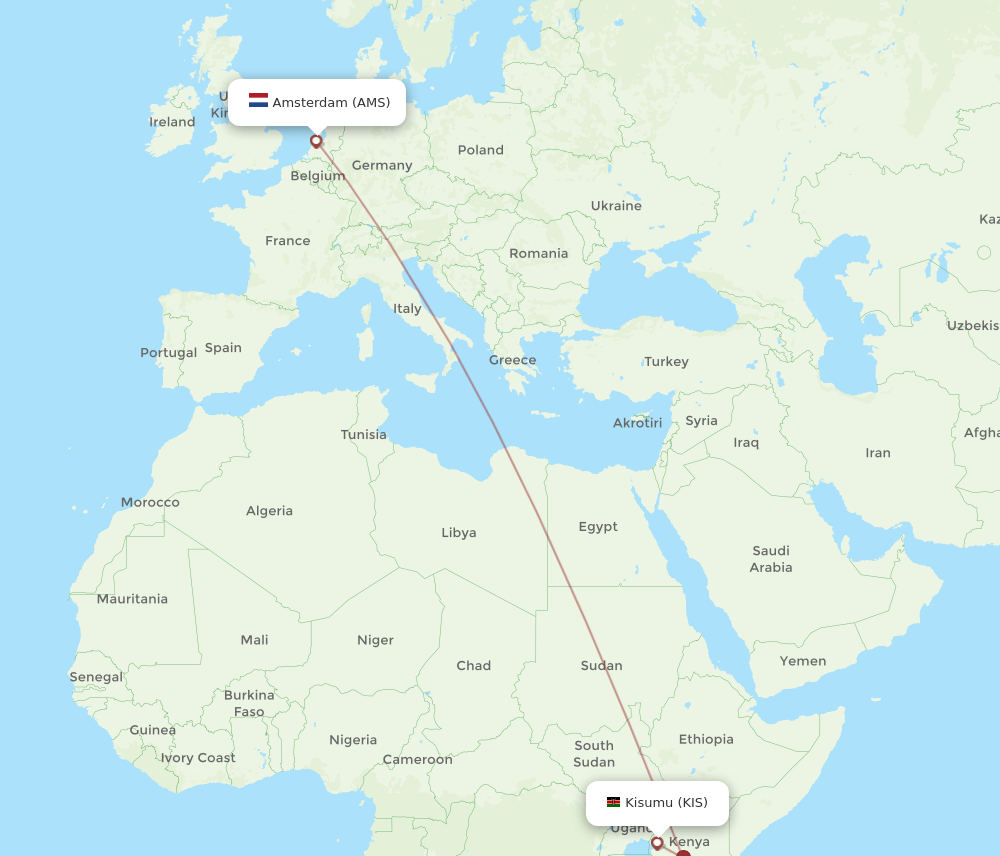 AMS-KIS flight routes