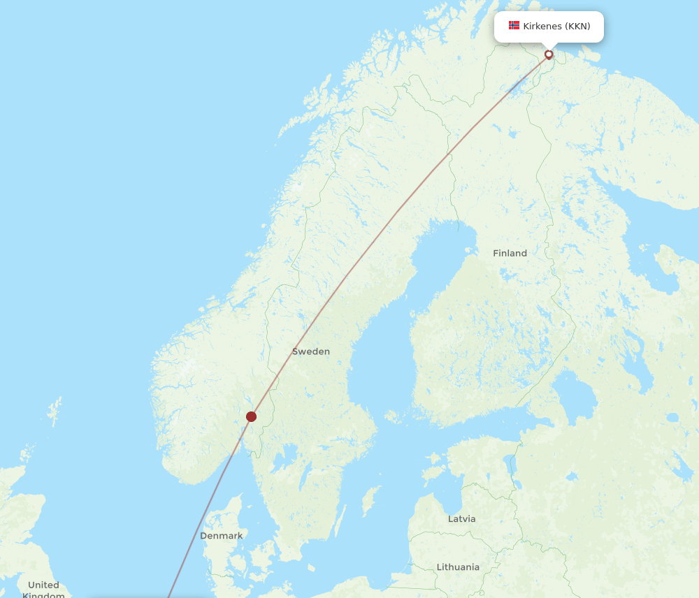 AMS to KKN flights and routes map