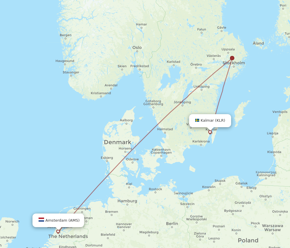 AMS to KLR flights and routes map