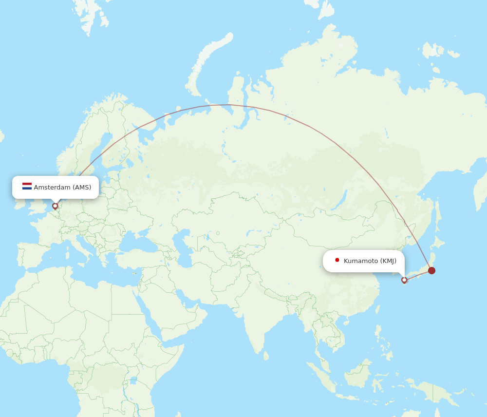 AMS-KMJ flight routes