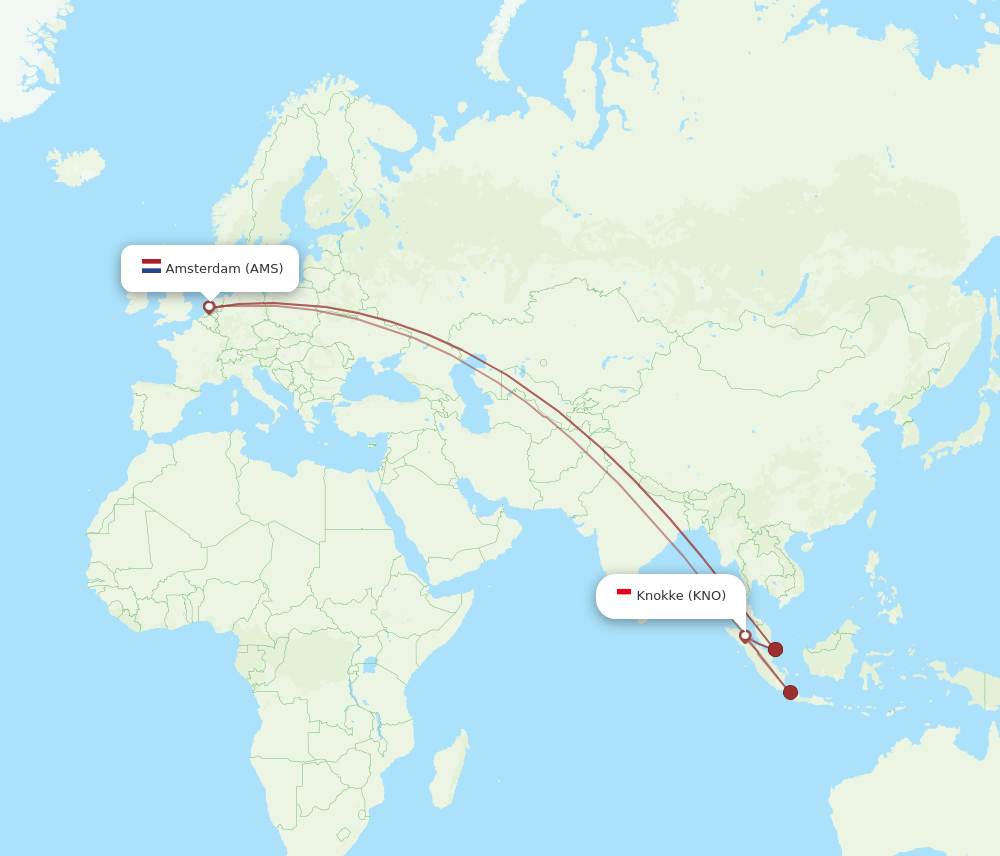 AMS-KNO flight routes