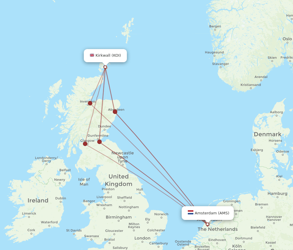 AMS-KOI flight routes