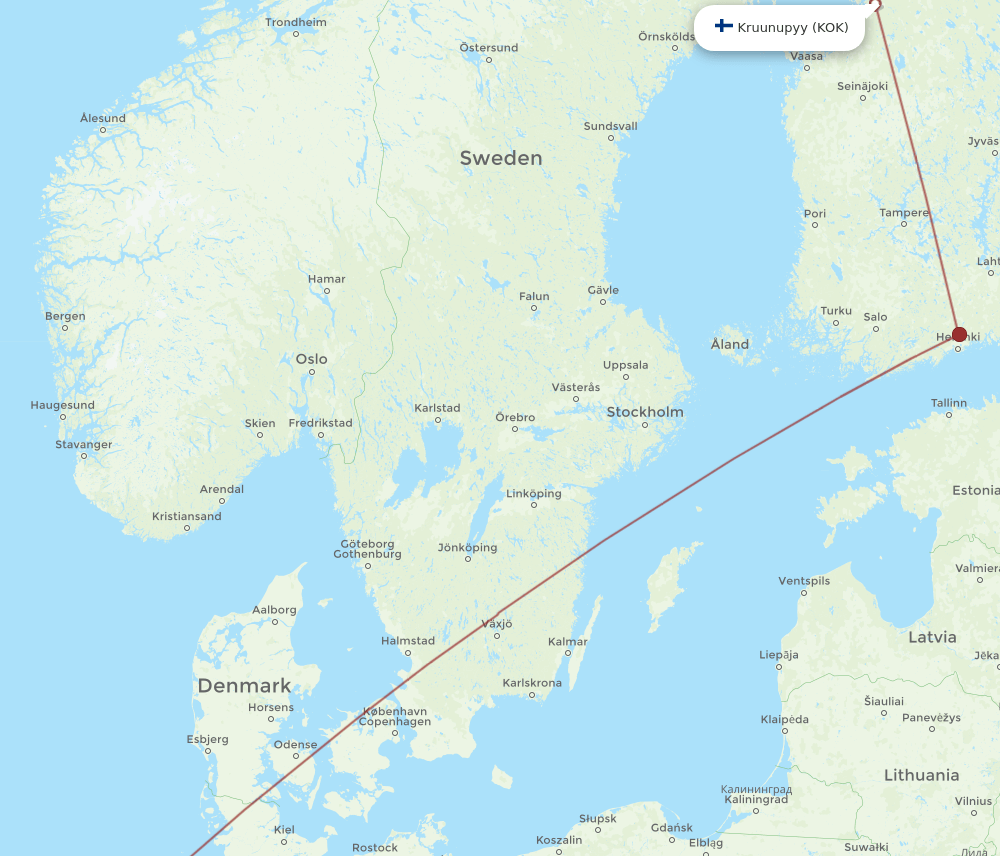 AMS-KOK flight routes