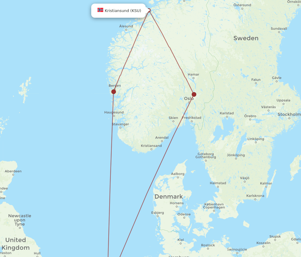 AMS-KSU flight routes