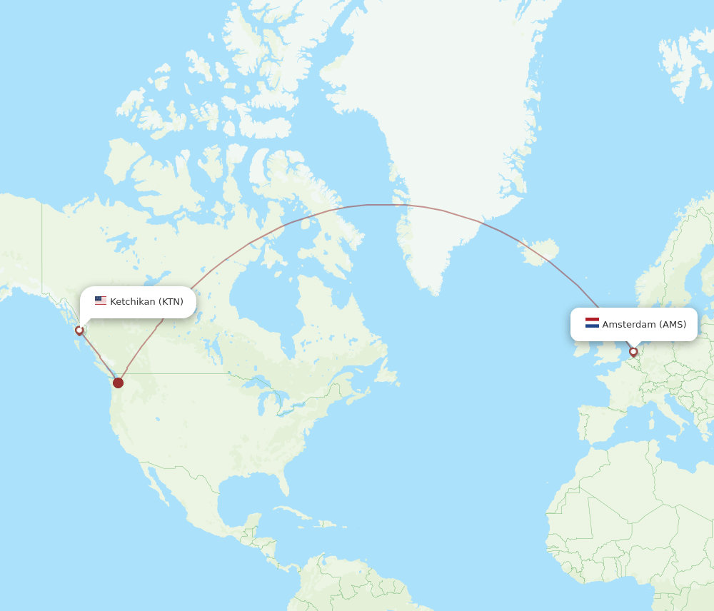 AMS to KTN flights and routes map