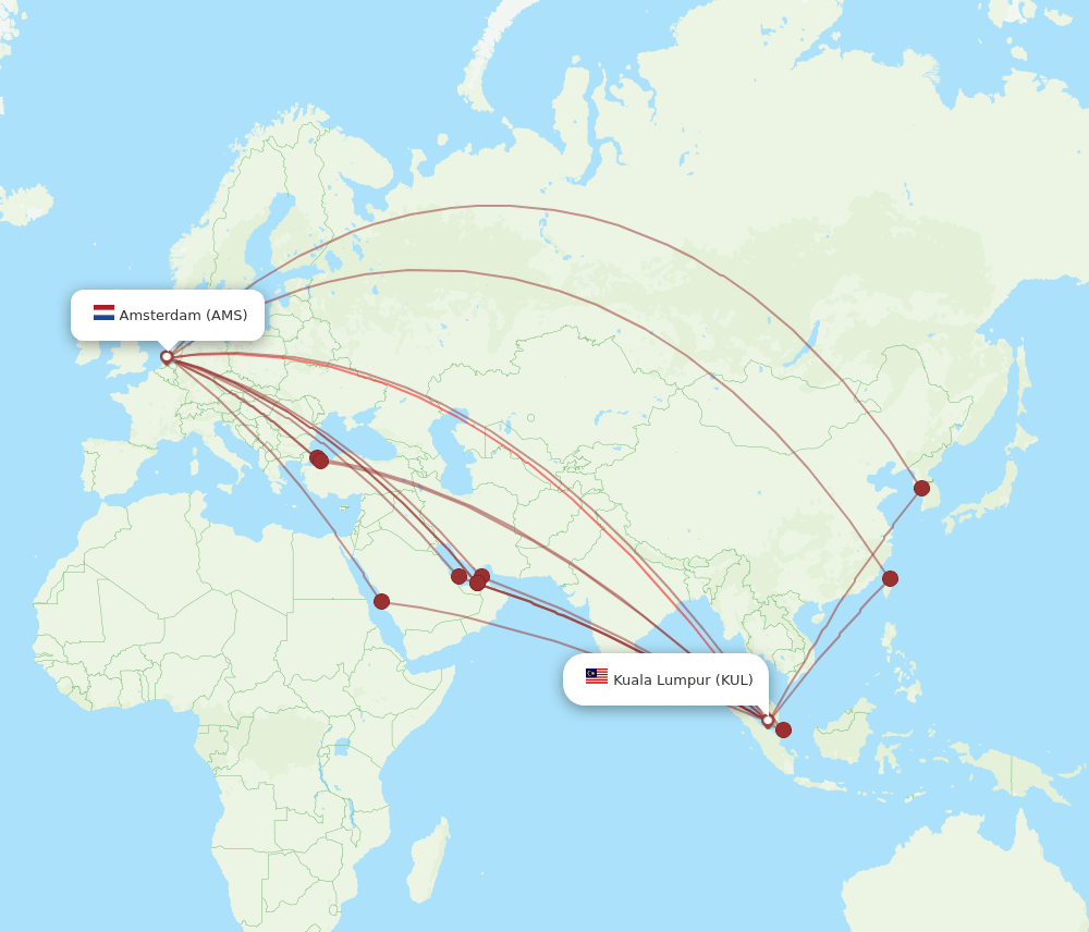 AMS-KUL flight routes