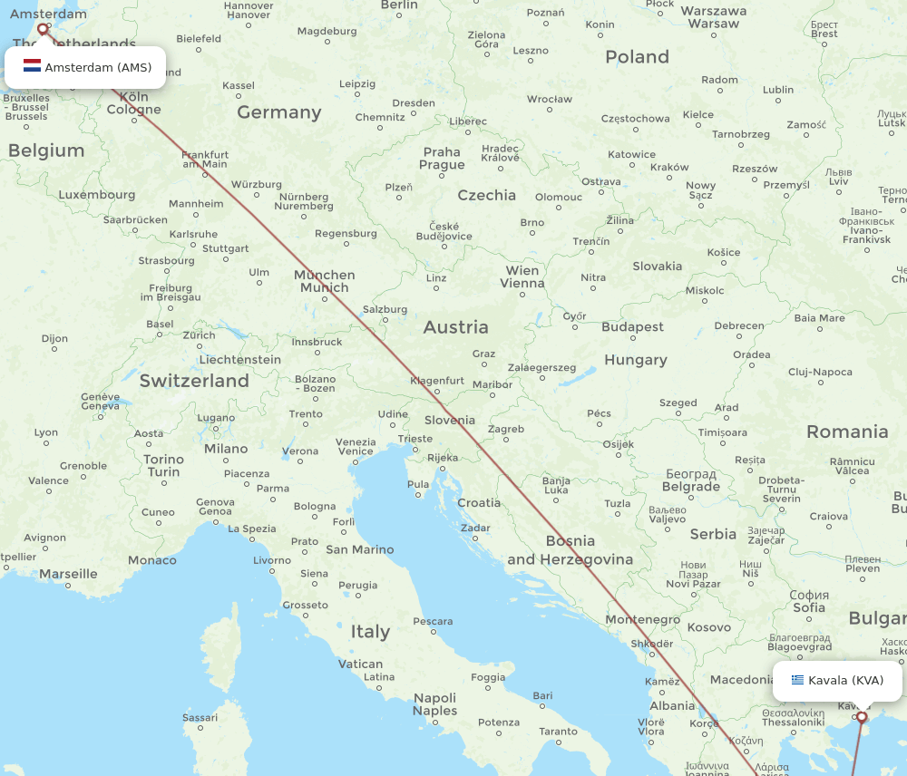 AMS-KVA flight routes