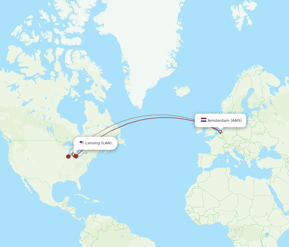 AMS-LAN flight routes