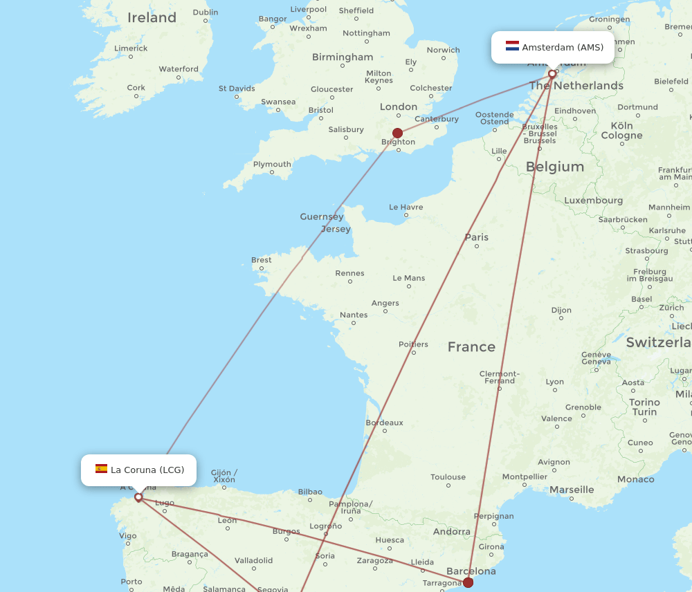 AMS-LCG flight routes