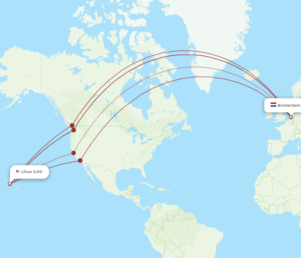 AMS-LIH flight routes