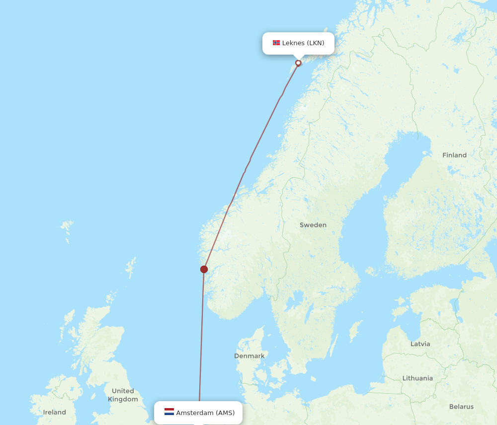 AMS-LKN flight routes