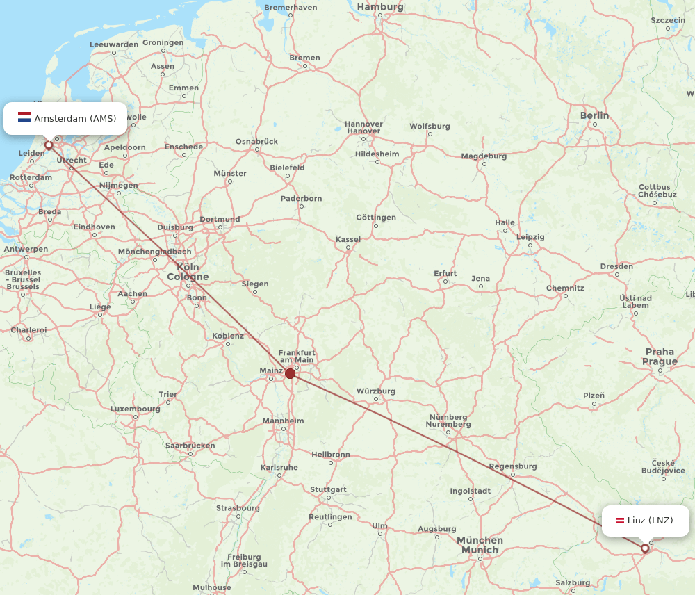 AMS-LNZ flight routes