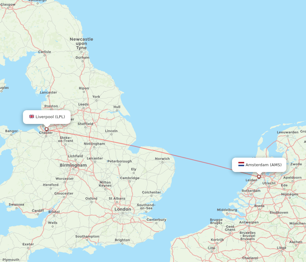 AMS to LPL flights and routes map