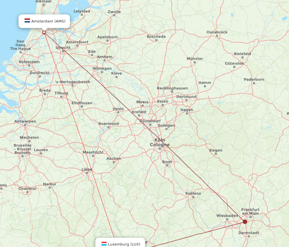 AMS-LUX flight routes