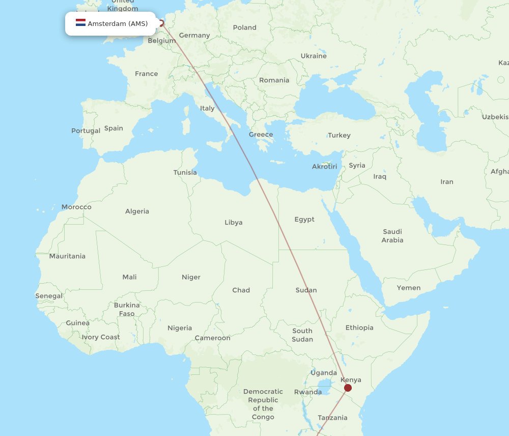 AMS-LVI flight routes