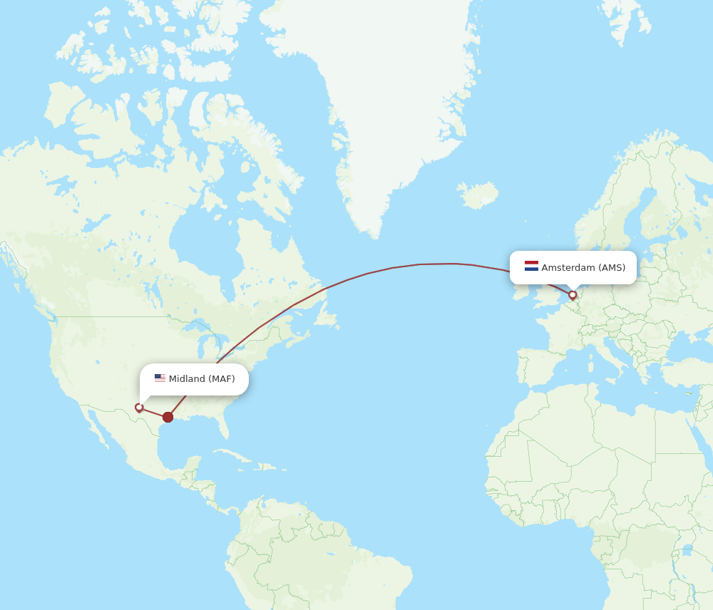 AMS to MAF flights and routes map