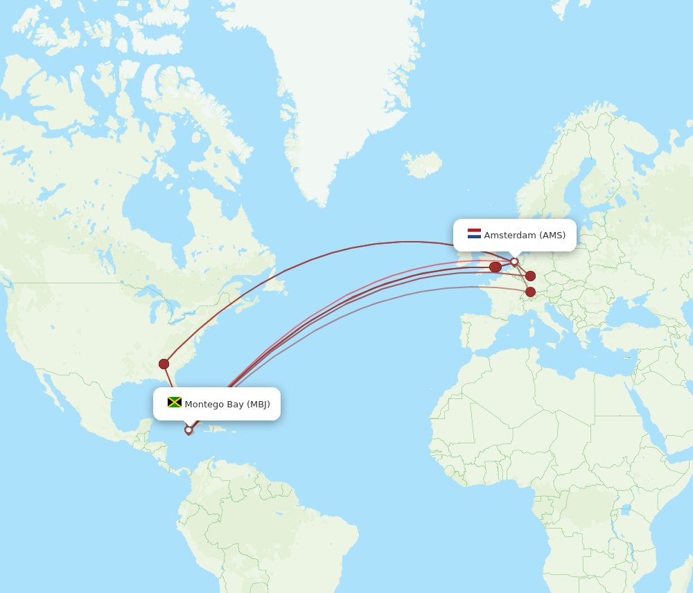 AMS-MBJ flight routes