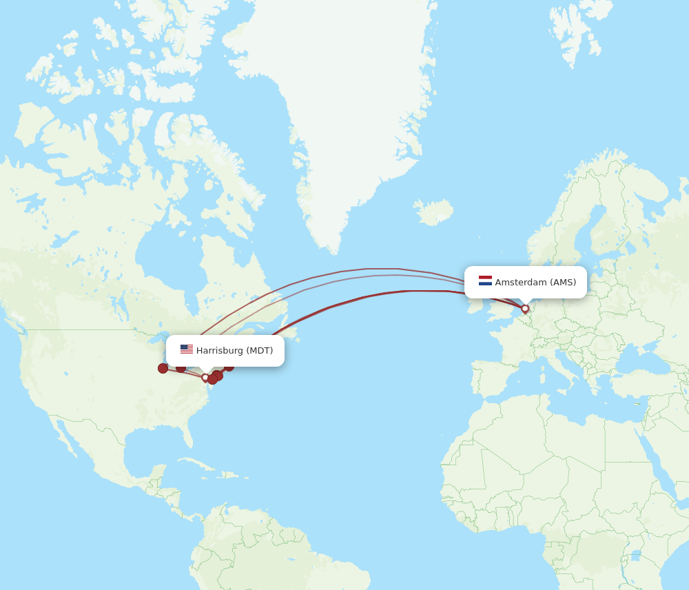 AMS-MDT flight routes