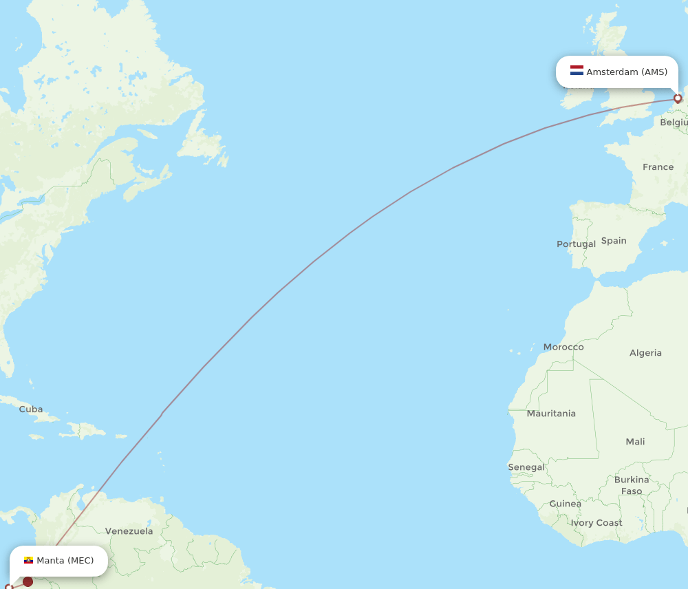 AMS-MEC flight routes