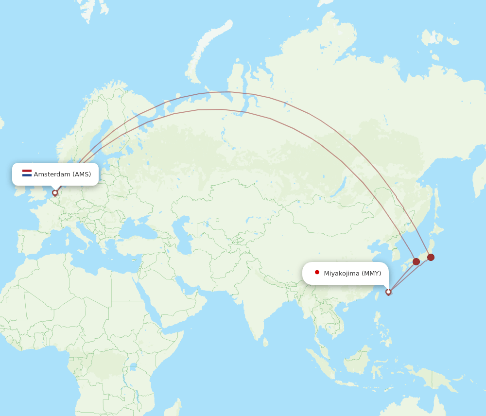 AMS to MMY flights and routes map