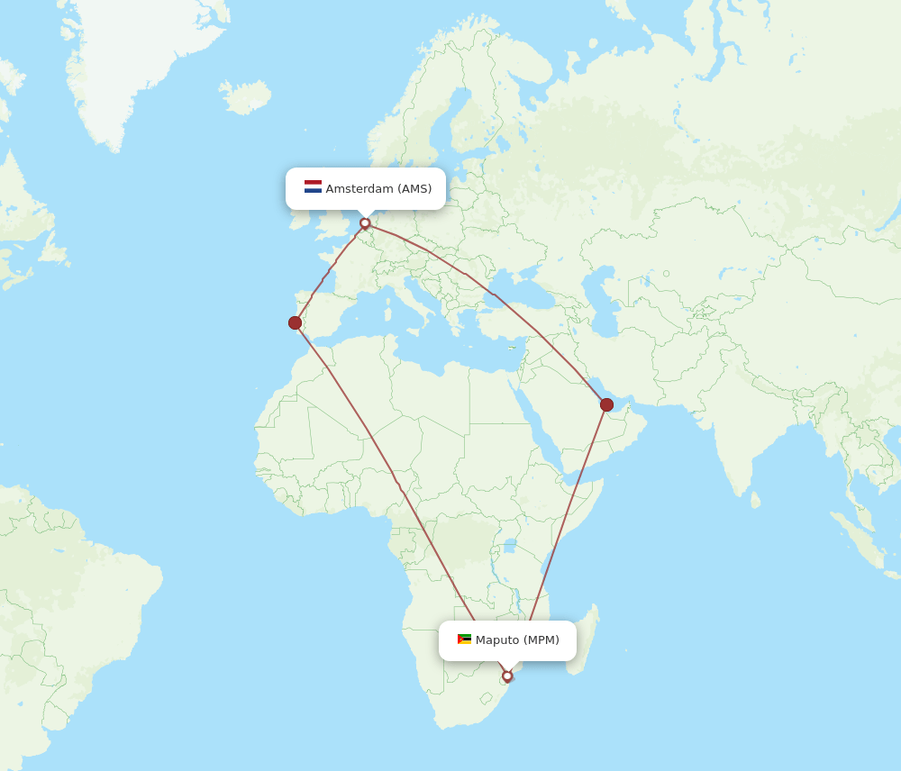 AMS-MPM flight routes