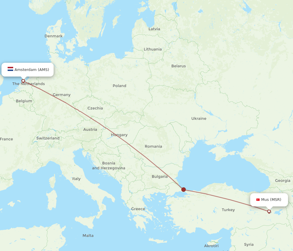 AMS to MSR flights and routes map