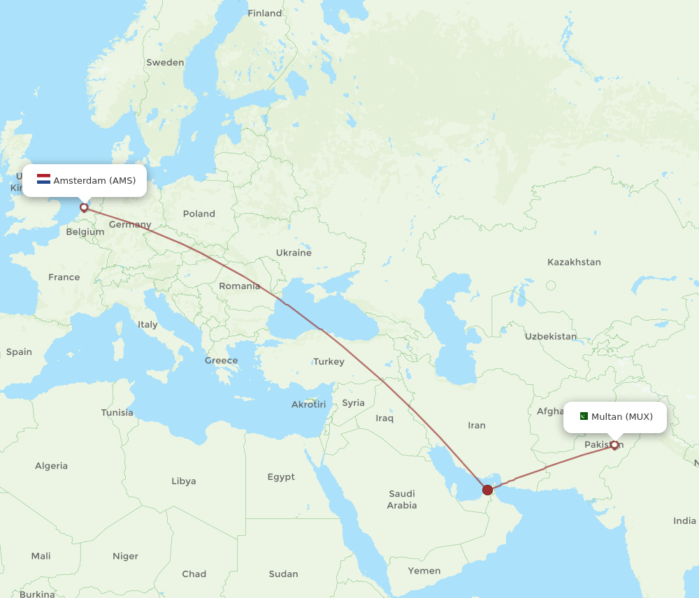 AMS-MUX flight routes
