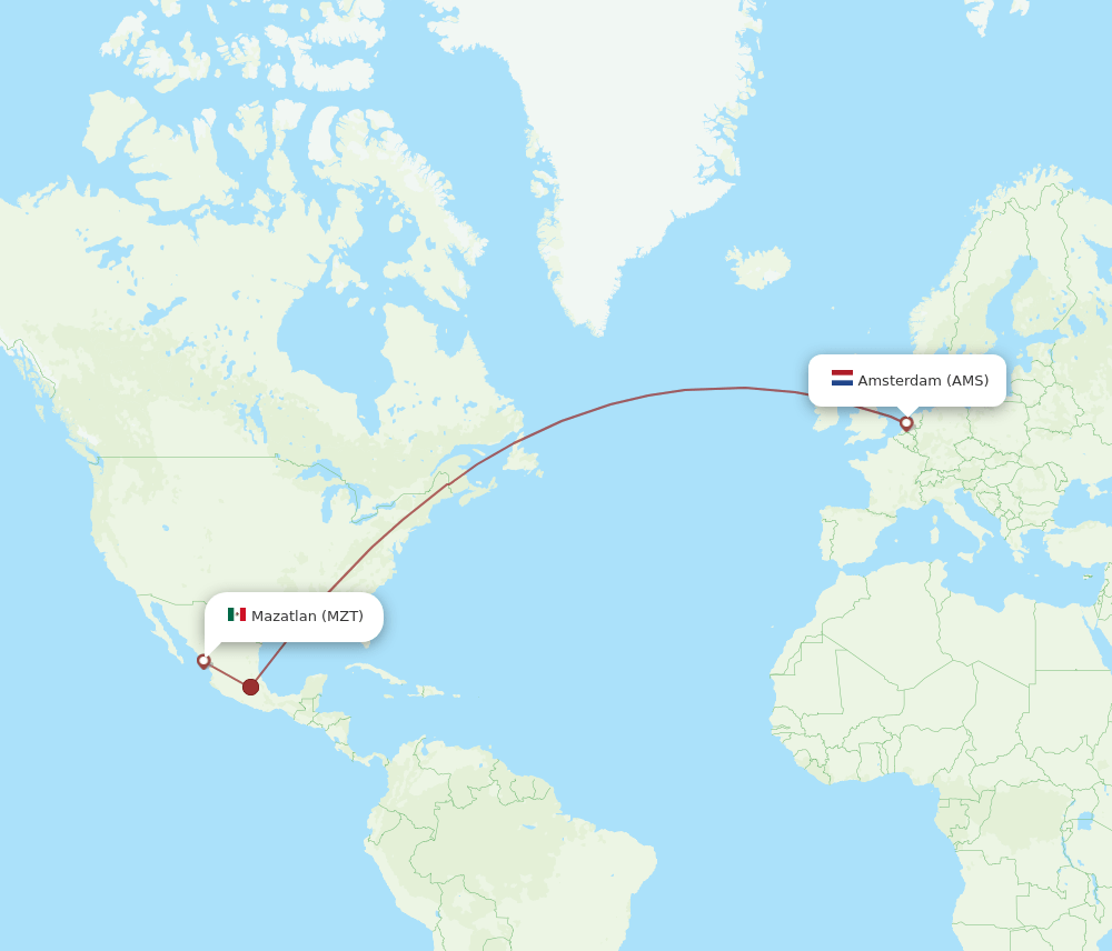 AMS-MZT flight routes