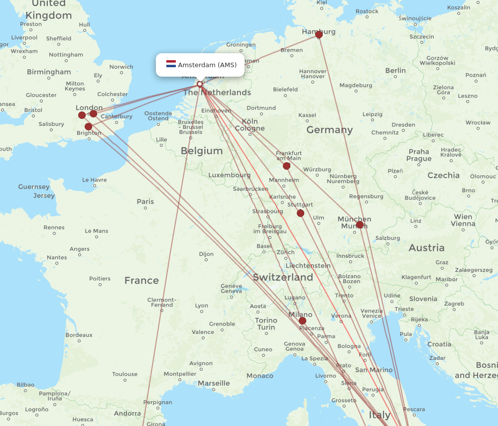 AMS to NAP flights and routes map