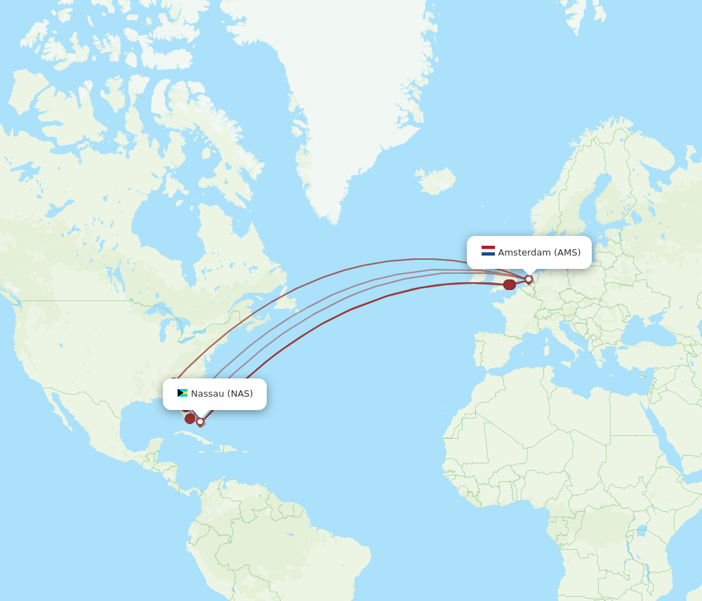AMS-NAS flight routes