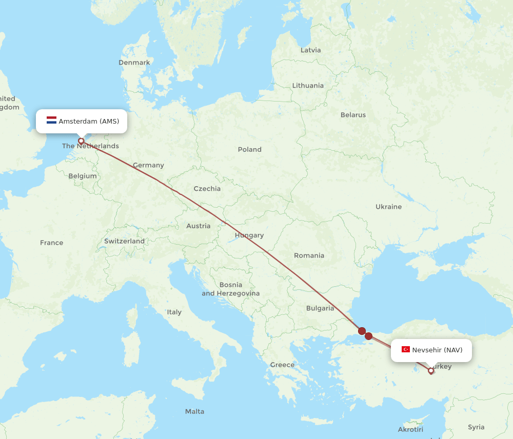 AMS-NAV flight routes