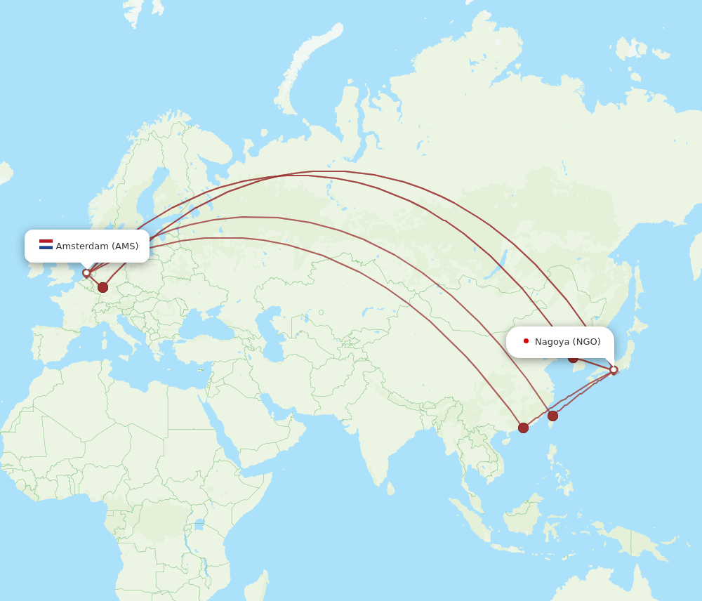 AMS-NGO flight routes