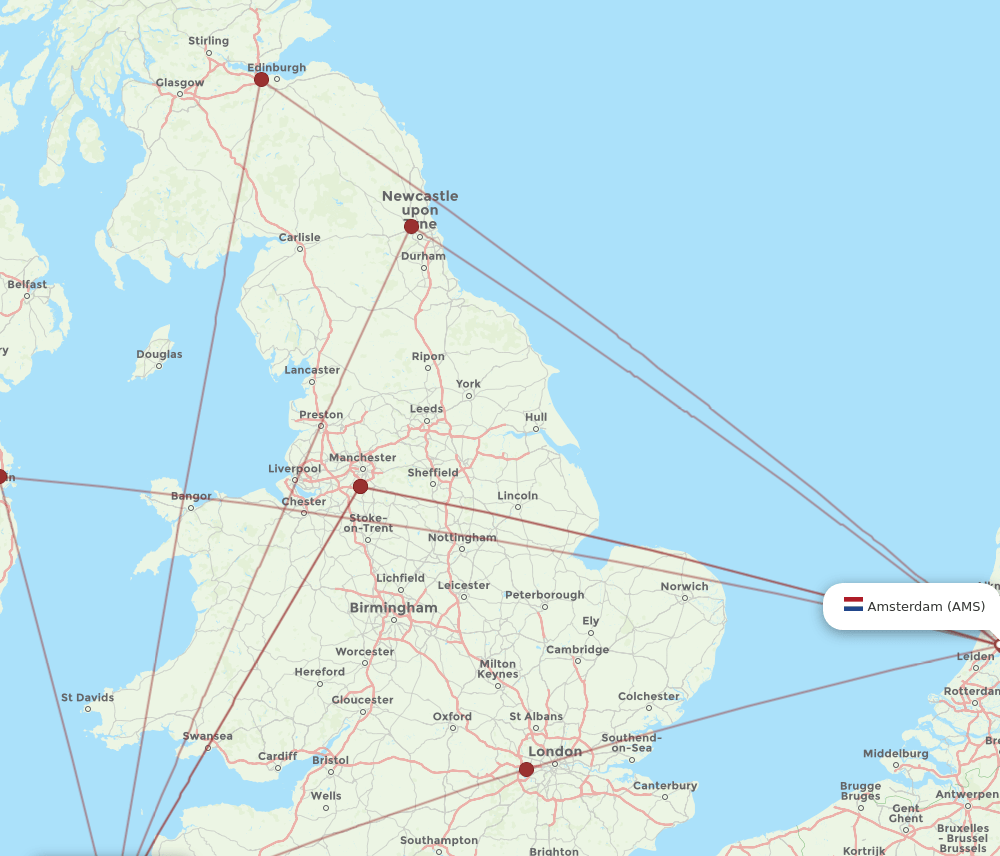 AMS-NQY flight routes